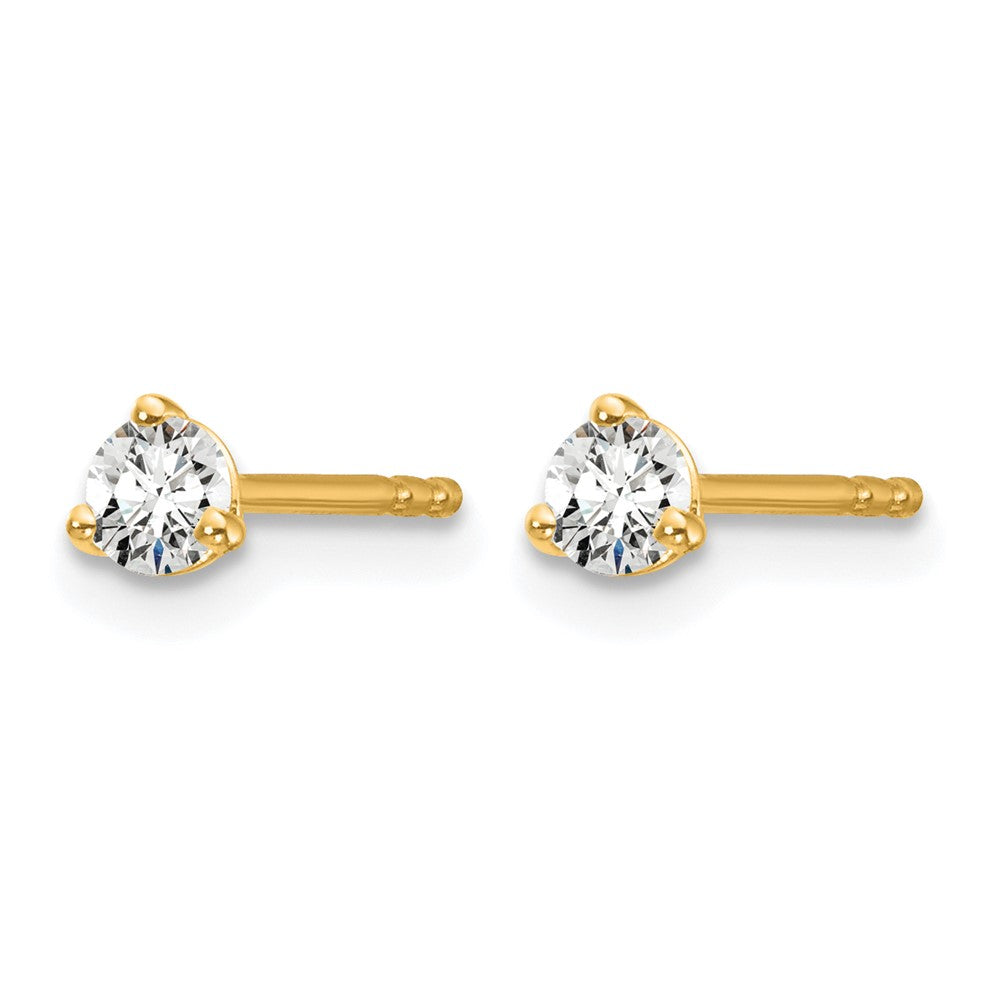 14k Yellow Gold 1/5 ctw Certified Lab Grown Diamond VS/SI+ G+ Round 3 Prong Heavy Wt. Stud Earrings
