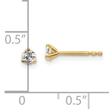 14K Yellow Gold 1/5 Ctw Certified Lab Grown Diamond Vs+ F+ Round 3 Prong Heavy Wt. Stud Earrings