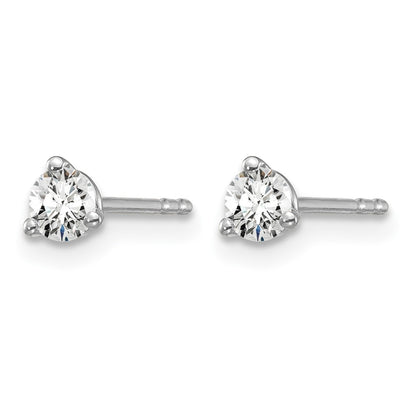 14K White Gold 1/4 Ctw Lab Grown Diamond Vs+ F+ Round 3 Prong Heavy Wt. Stud Earrings