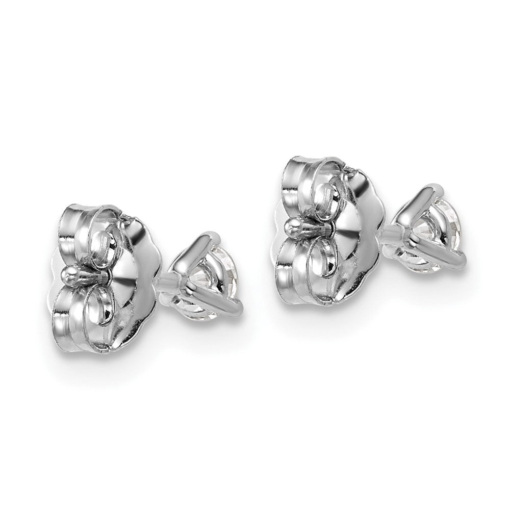 14k White Gold 1/4 Ct. Lab Grown Diamond VS/SI+ G+ Round Three Prong Stud Post Earrings