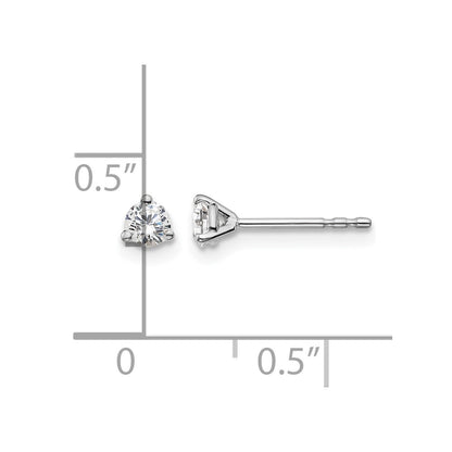 14K White Gold 1/4 Ctw Lab Grown Diamond Vs+ F+ Round 3 Prong Heavy Wt. Stud Earrings