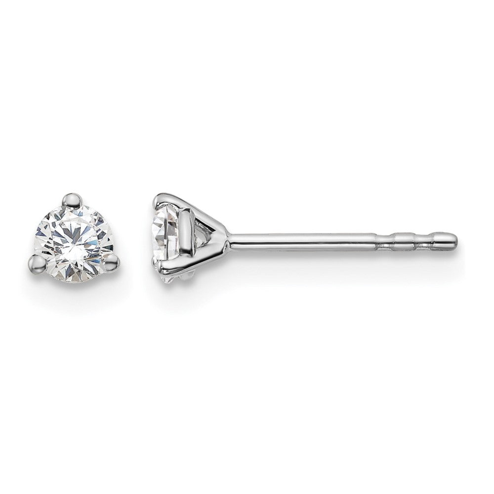 14K White Gold 1/4 Ctw Certified Lab Grown Diamond Vs+ F+ Round 3 Prong Heavy Wt. Stud Earrings
