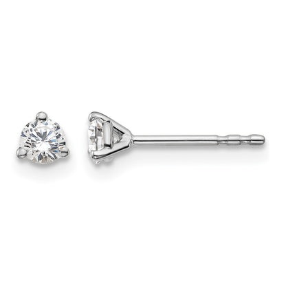 14k White Gold 1/4 Ct. Lab Grown Diamond VS/SI+ G+ Round Three Prong Stud Post Earrings