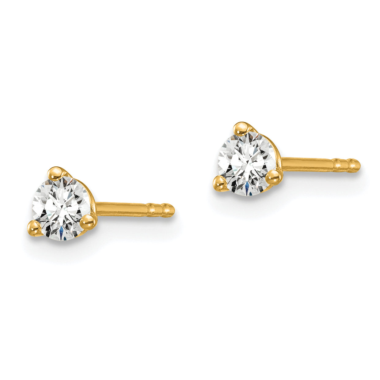 14k Yellow Gold 1/4 ctw Certified Lab Grown Diamond VS/SI+ G+ Round 3 Prong Heavy Wt. Stud Earrings