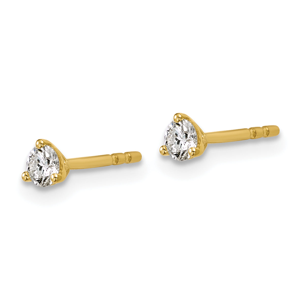 14K Yellow Gold 1/4 Ctw Lab Grown Diamond Vs+ F+ Round 3 Prong Heavy Wt. Stud Earrings