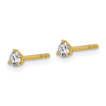14K Yellow Gold 1/4 Ctw Lab Grown Diamond Vs+ F+ Round 3 Prong Heavy Wt. Stud Earrings
