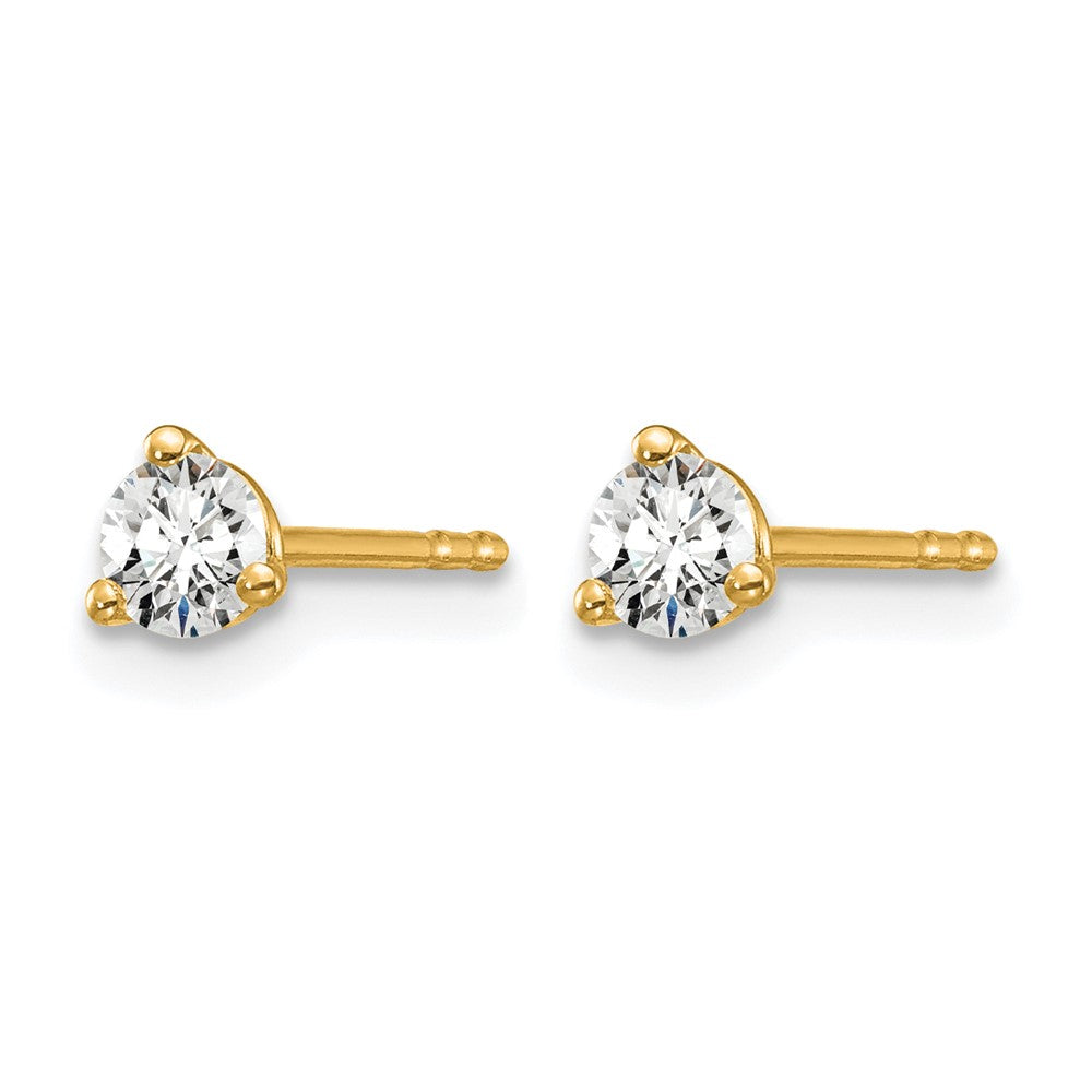 14k Yellow Gold 1/4 ctw Certified Lab Grown Diamond VS/SI+ G+ Round 3 Prong Heavy Wt. Stud Earrings