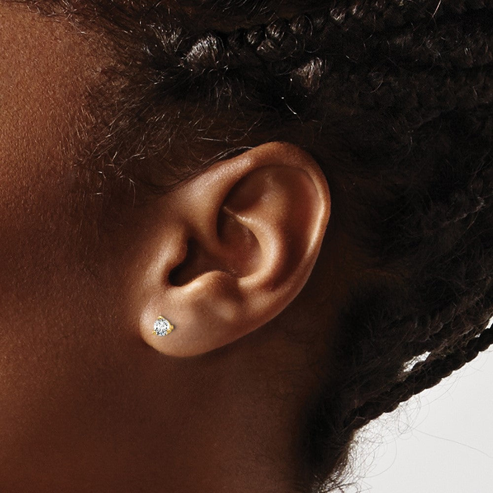 14K Yellow Gold 1/4 Ctw Certified Lab Grown Diamond Vs+ F+ Round 3 Prong Heavy Wt. Stud Earrings