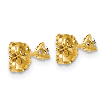 14K Yellow Gold 1/4 Ctw Lab Grown Diamond Vs+ F+ Round 3 Prong Heavy Wt. Stud Earrings