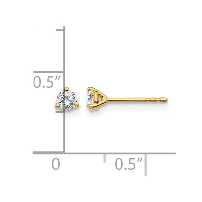 14K Yellow Gold 1/4 Ctw Certified Lab Grown Diamond Vs+ F+ Round 3 Prong Heavy Wt. Stud Earrings