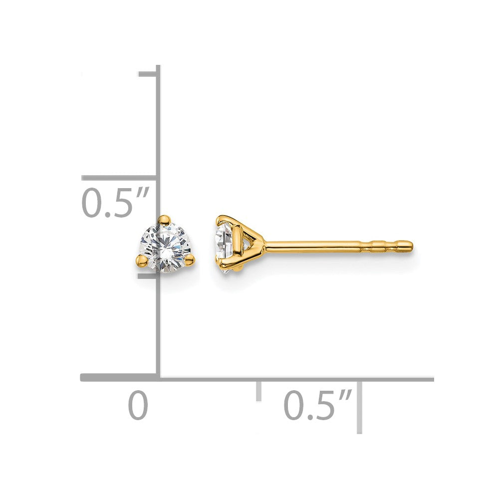 14k Yellow Gold 1/4 ctw Certified Lab Grown Diamond VS/SI+ G+ Round 3 Prong Heavy Wt. Stud Earrings