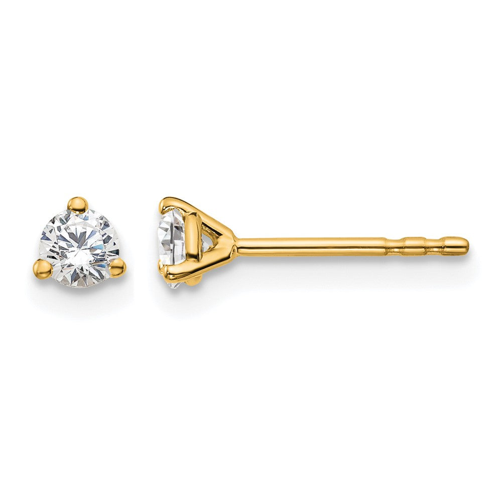 14K Yellow Gold 1/4 Ctw Certified Lab Grown Diamond Vs+ F+ Round 3 Prong Heavy Wt. Stud Earrings