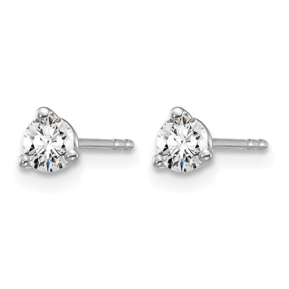 14k White Gold 1/3 Ct. Lab Grown Diamond VS/SI+ G+ Round Three Prong Stud Post Earrings