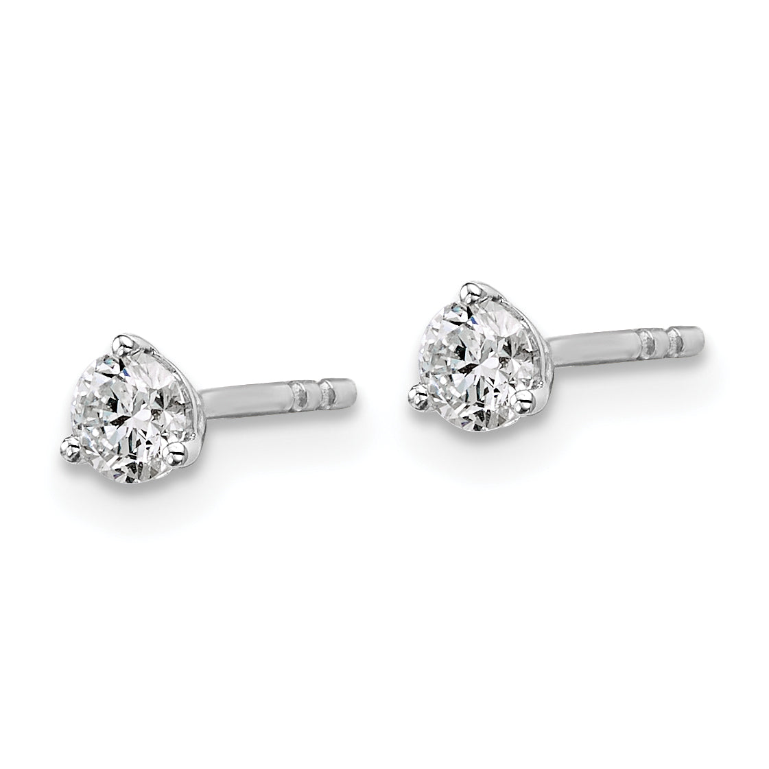 14K White Gold 1/3 Ctw Lab Grown Diamond Vs+ F+ Round 3 Prong Heavy Wt. Stud Earrings