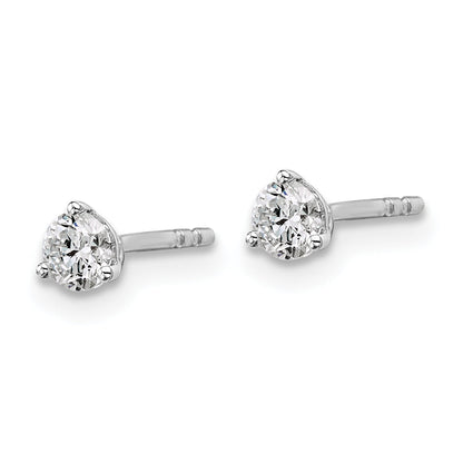 14K White Gold 1/3 Ctw Lab Grown Diamond Vs+ F+ Round 3 Prong Heavy Wt. Stud Earrings