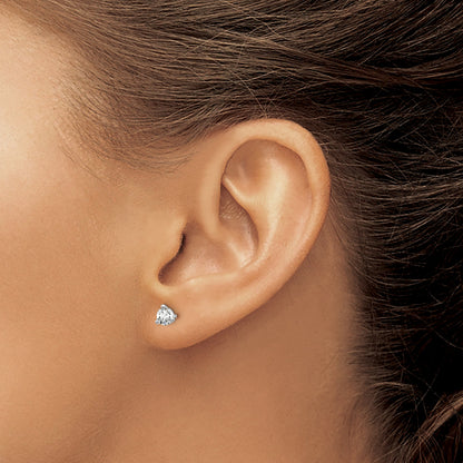 14K White Gold 1/3 Ctw Certified Lab Grown Diamond Vs+ F+ Round 3 Prong Heavy Wt. Stud Earrings