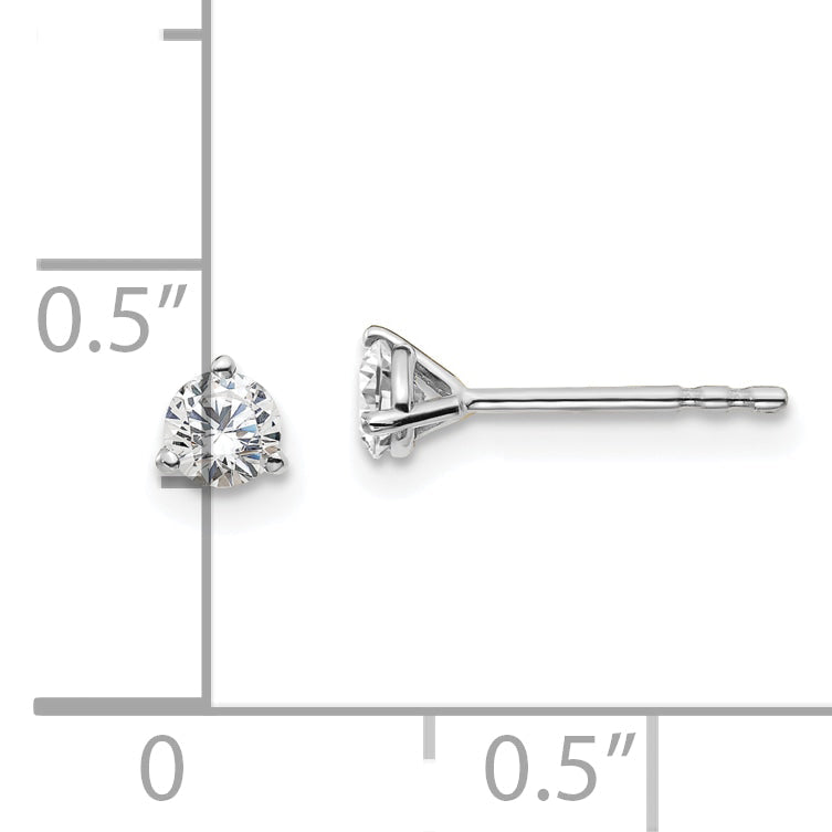 14K White Gold 1/3 Ctw Lab Grown Diamond Vs+ F+ Round 3 Prong Heavy Wt. Stud Earrings