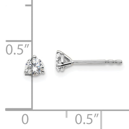 14K White Gold 1/3 Ctw Lab Grown Diamond Vs+ F+ Round 3 Prong Heavy Wt. Stud Earrings