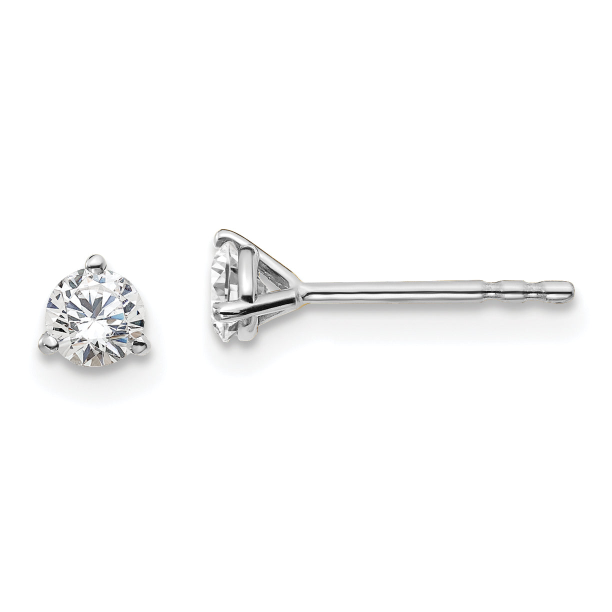 14K White Gold 1/3 Ctw Lab Grown Diamond Vs+ F+ Round 3 Prong Heavy Wt. Stud Earrings