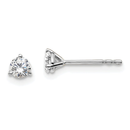 14K White Gold 1/3 Ctw Lab Grown Diamond Vs+ F+ Round 3 Prong Heavy Wt. Stud Earrings