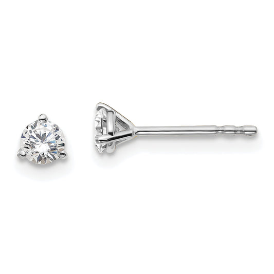 14K White Gold 1/3 Ctw Lab Grown Diamond Vs+ F+ Round 3 Prong Heavy Wt. Stud Earrings