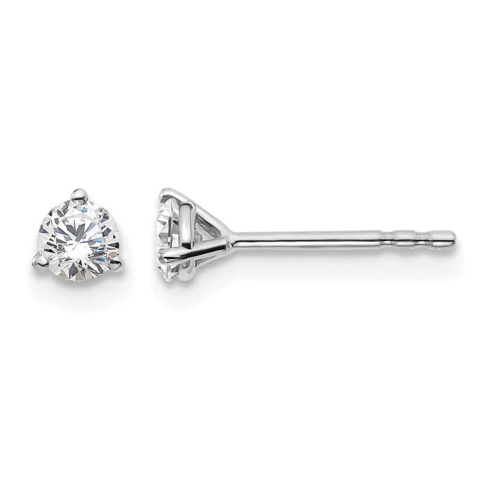 14k White Gold 1/3 Ct. Lab Grown Diamond VS/SI+ G+ Round Three Prong Stud Post Earrings