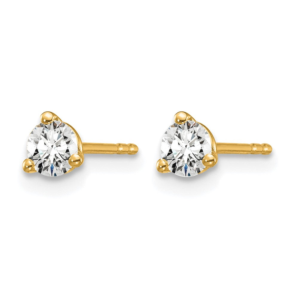 14k Yellow Gold 1/3 ctw Certified Lab Grown Diamond VS/SI+ G+ Round 3 Prong Heavy Wt. Stud Earrings
