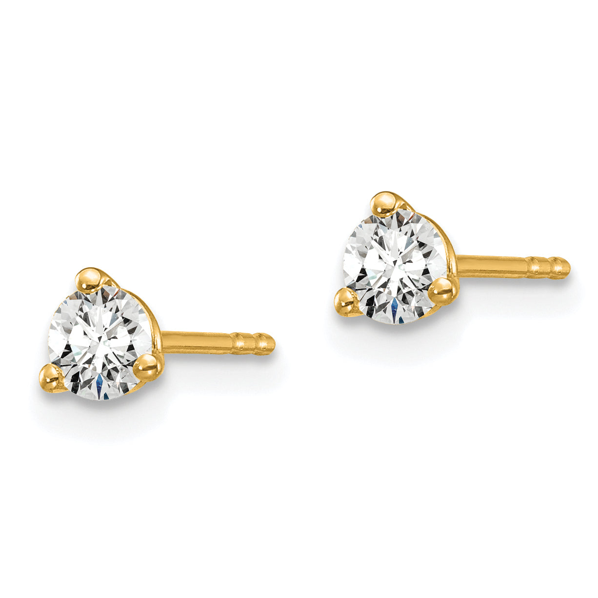 14K Yellow Gold 1/3 Ctw Certified Lab Grown Diamond Vs+ F+ Round 3 Prong Heavy Wt. Stud Earrings