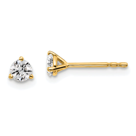 14K Yellow Gold 1/3 Ctw Certified Lab Grown Diamond Vs+ F+ Round 3 Prong Heavy Wt. Stud Earrings