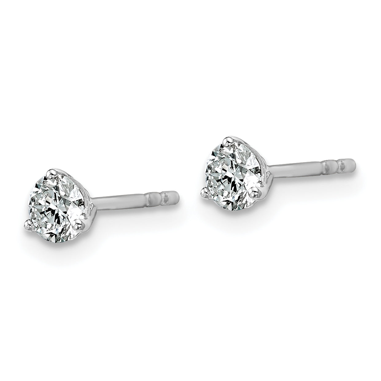 14K White Gold 1/2 Ctw Certified Lab Grown Diamond Vs+ F+ Round 3 Prong Heavy Wt. Stud Earrings