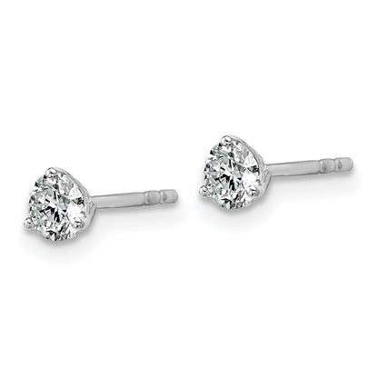 14K White Gold 1/2 Ctw Certified Lab Grown Diamond Vs+ F+ Round 3 Prong Heavy Wt. Stud Earrings