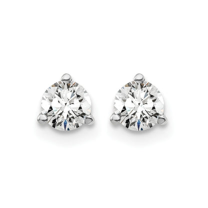 14K White Gold 1/2 Ctw Certified Lab Grown Diamond Vs+ F+ Round 3 Prong Heavy Wt. Stud Earrings