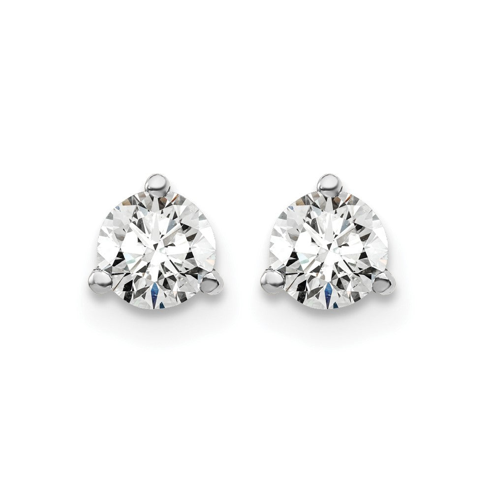 14k White Gold 1/2 ctw Certified Lab Grown Diamond VS/SI+ G+ Round 3 Prong Heavy Wt. Stud Earrings