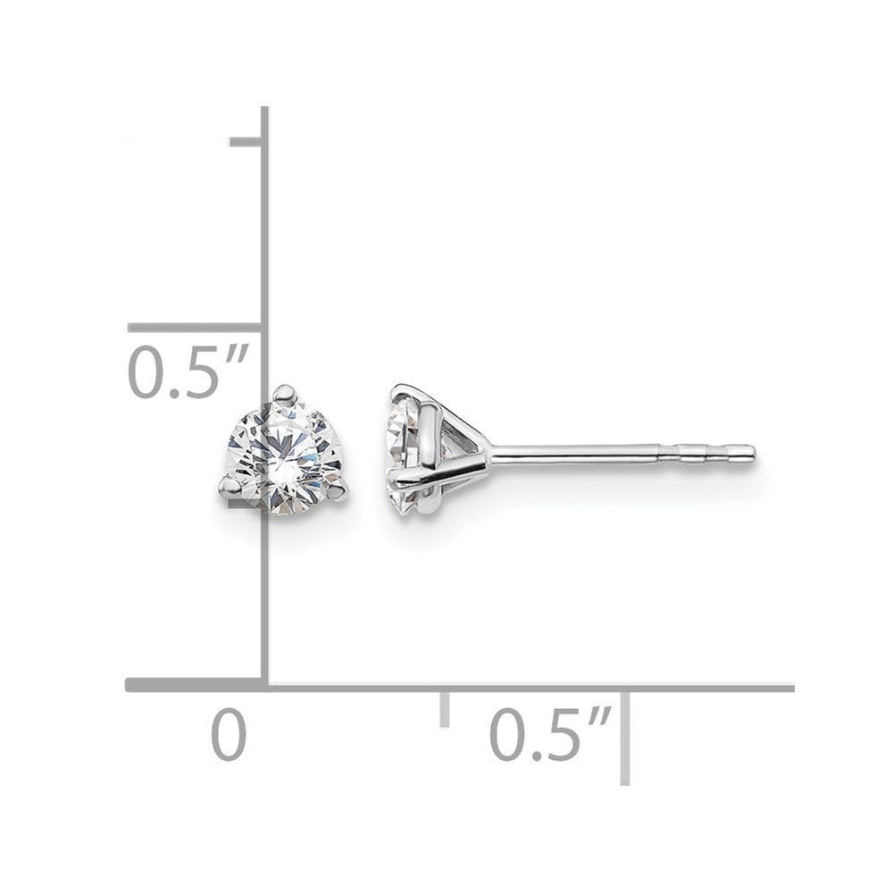 14K White Gold 1/2 Ctw Certified Lab Grown Diamond Vs+ F+ Round 3 Prong Heavy Wt. Stud Earrings