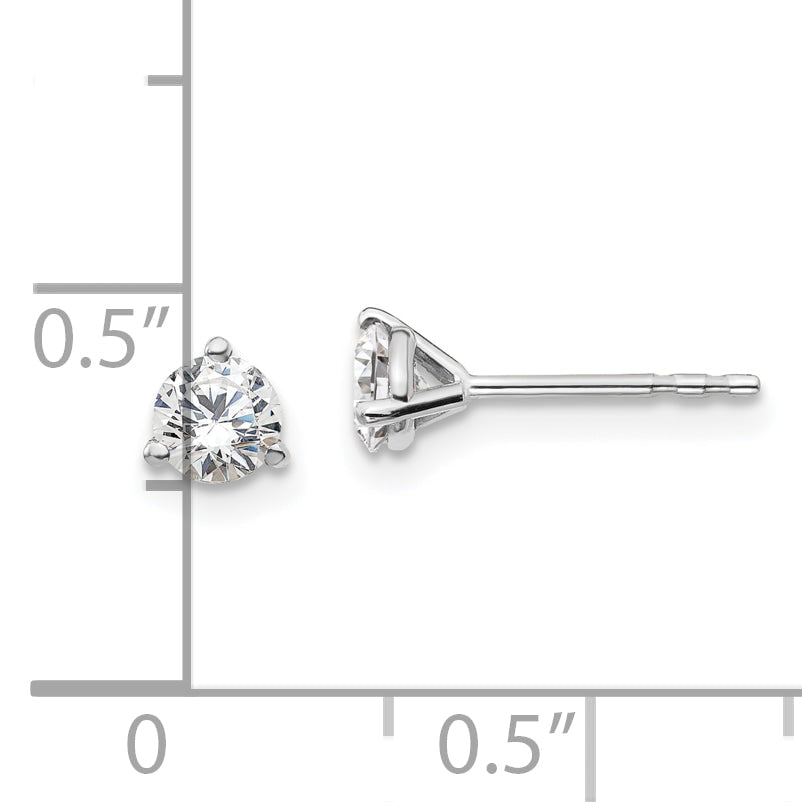 14K White Gold 1/2 Ctw Certified Lab Grown Diamond Vs+ F+ Round 3 Prong Heavy Wt. Stud Earrings