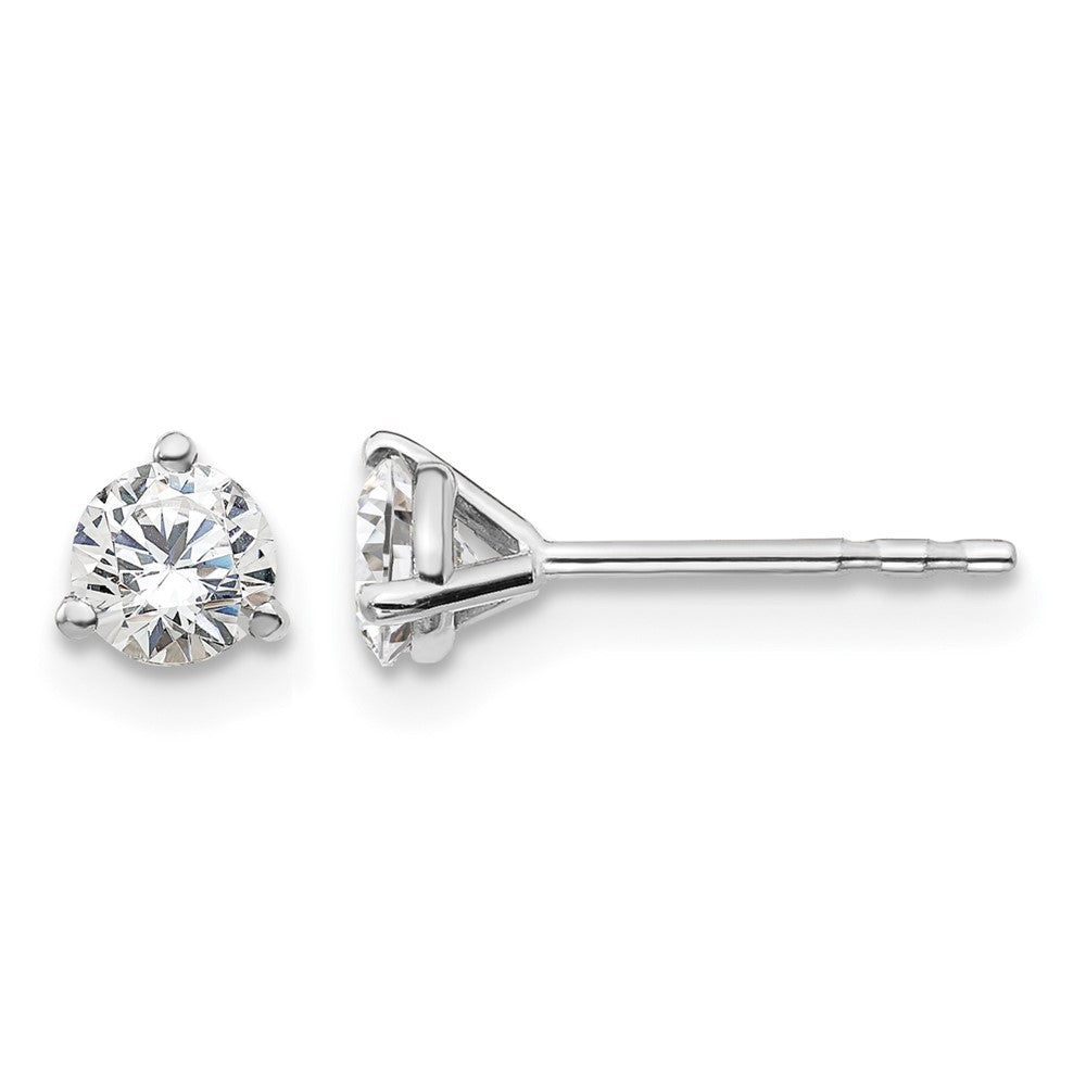 14K White Gold 1/2 Ctw Certified Lab Grown Diamond Vs+ F+ Round 3 Prong Heavy Wt. Stud Earrings