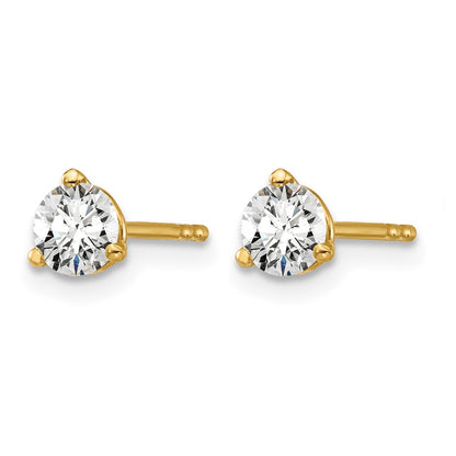 14K Yellow Gold 1/2 Ctw Lab Grown Diamond Vs+ F+ Round 3 Prong Heavy Wt. Stud Earrings