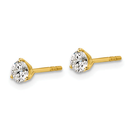 14K Yellow Gold 1/2 Ctw Lab Grown Diamond Vs+ F+ Round 3 Prong Heavy Wt. Stud Earrings