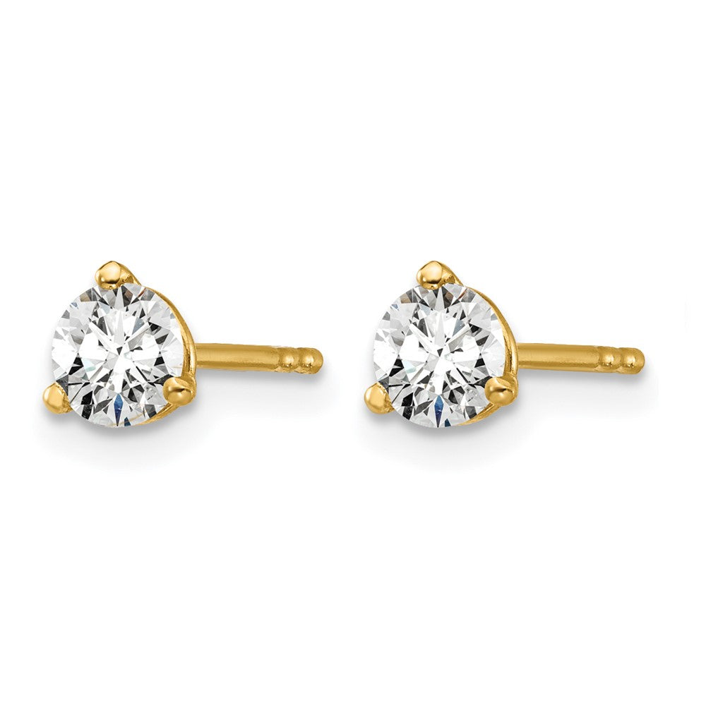 14k Yellow Gold 1/2 ctw Certified Lab Grown Diamond VS/SI+ G+ Round 3 Prong Heavy Wt. Stud Earrings