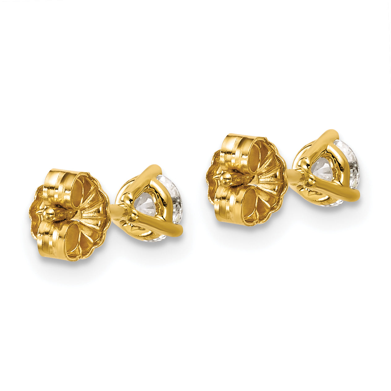 14K Yellow Gold 1/2 Ctw Lab Grown Diamond Vs+ F+ Round 3 Prong Heavy Wt. Stud Earrings