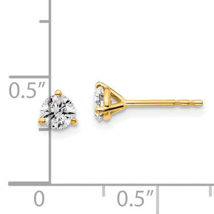 14K Yellow Gold 1/2 Ctw Lab Grown Diamond Vs+ F+ Round 3 Prong Heavy Wt. Stud Earrings