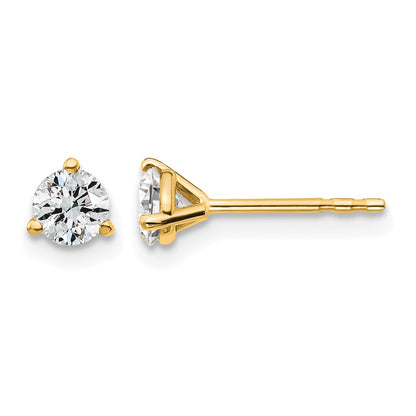 14K Yellow Gold 1/2 Ctw Lab Grown Diamond Vs+ F+ Round 3 Prong Heavy Wt. Stud Earrings