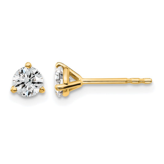 14K Yellow Gold 1/2 Ctw Lab Grown Diamond Vs+ F+ Round 3 Prong Heavy Wt. Stud Earrings