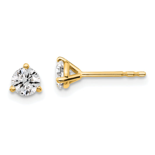 14K Yellow Gold 1/2 Ctw Lab Grown Diamond Vs+ F+ Round 3 Prong Heavy Wt. Stud Earrings