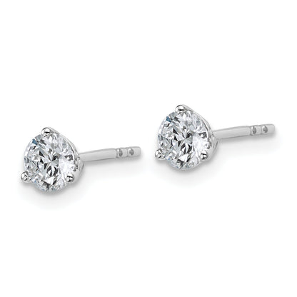 14K White Gold 2/3 Ctw Lab Grown Diamond Vs+ F+ Round 3 Prong Heavy Wt. Stud Earrings