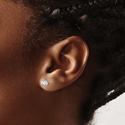 14K White Gold 2/3 Ctw Certified Lab Grown Diamond Vs+ F+ Round 3 Prong Heavy Wt. Stud Earrings