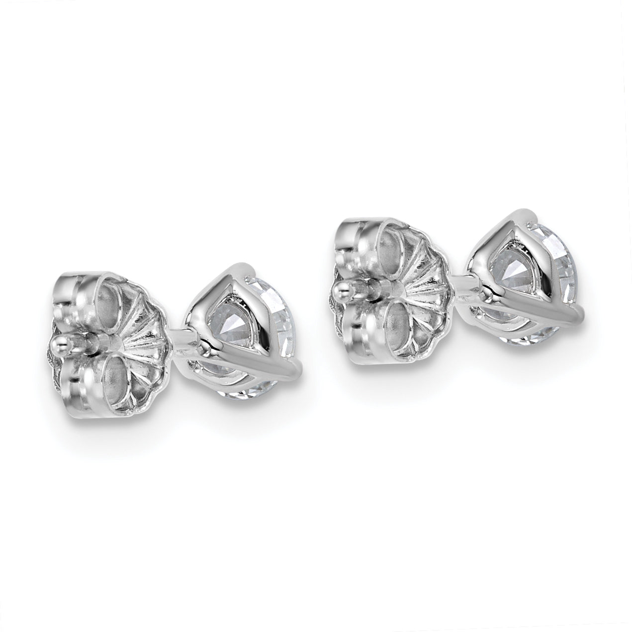 14K White Gold 2/3 Ctw Lab Grown Diamond Vs+ F+ Round 3 Prong Heavy Wt. Stud Earrings