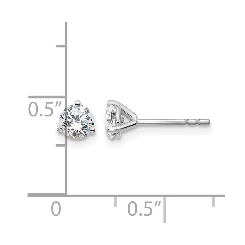 14K White Gold 2/3 Ctw Certified Lab Grown Diamond Vs+ F+ Round 3 Prong Heavy Wt. Stud Earrings