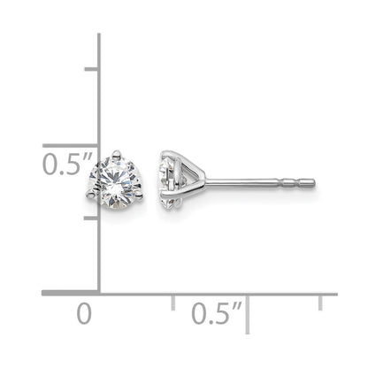 14K White Gold 2/3 Ctw Certified Lab Grown Diamond Vs+ F+ Round 3 Prong Heavy Wt. Stud Earrings