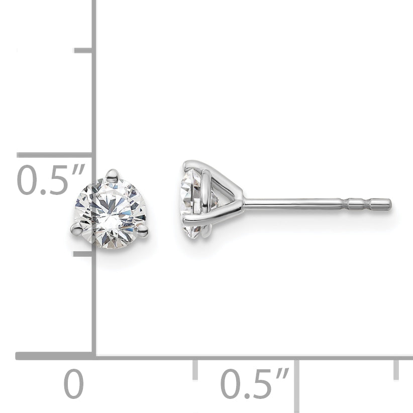 14K White Gold 2/3 Ctw Lab Grown Diamond Vs+ F+ Round 3 Prong Heavy Wt. Stud Earrings